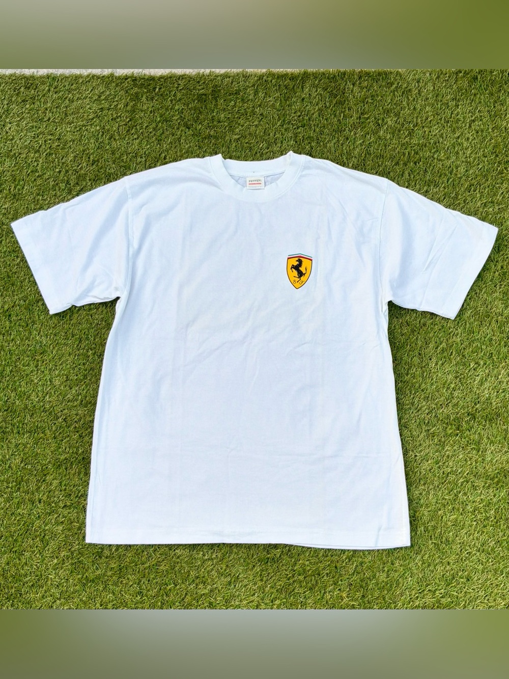 Ferrari Shield Logo White Graphic T-Shirt XXL